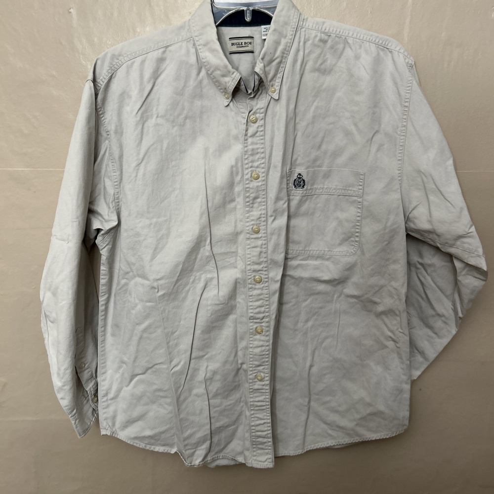 vintage bugle boy‎ shirt XL Beige Button Front